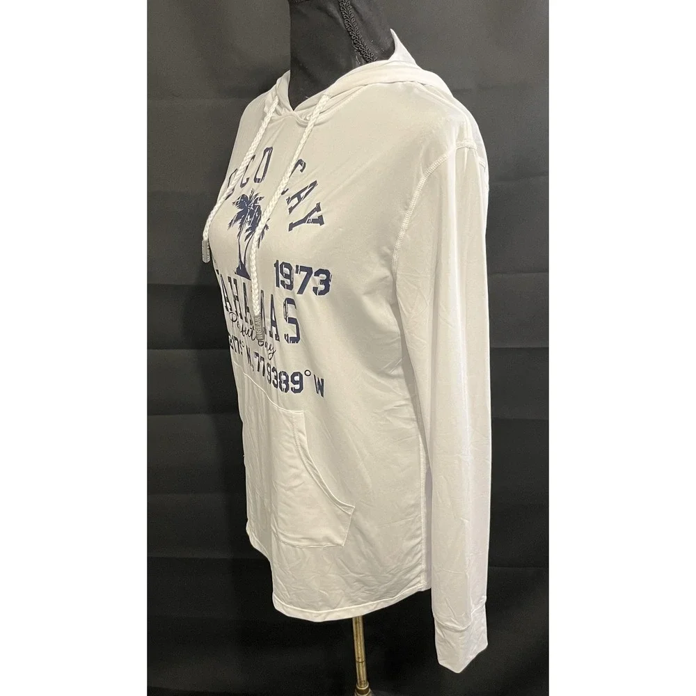 Ingear Swim Shirt Cover Up Womens Small White Hooded Coco Cay‎ Bahamas UPF 50+